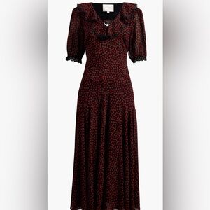 Reformation Evra Lace Trim Maxi Dress Black and Red Backless Dress